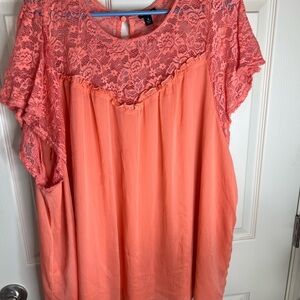 Torrid Coral Lace Blouse 4X
